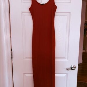 White House Black Market Sleeveless Orange Midi Dress